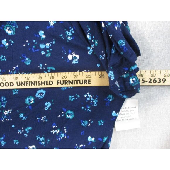 Chelsea Studio Womens Plus Size Floral Print Scoop Neck Top 2X 100% Rayon Blue - Picture 5 of 9